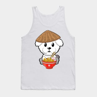 Funny Furry dog is eating noodles Tank Top